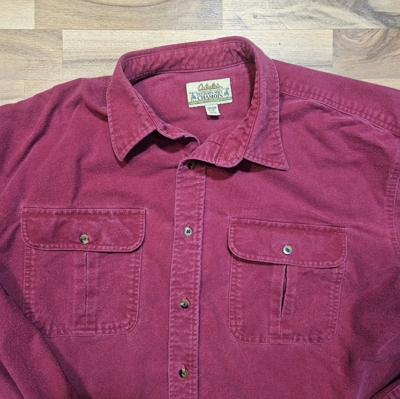 Cabela’s Deerskin Soft Chamois Shirt 2XL Burgundy Heavyweight - Picture 3 of 6